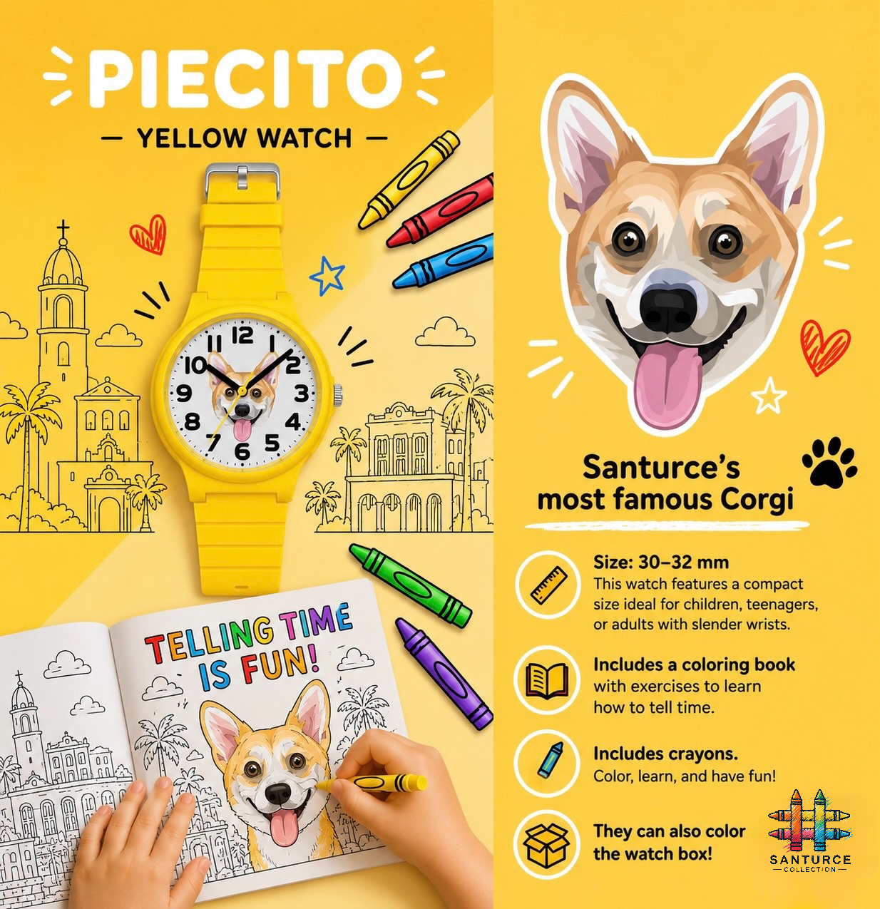 El Piecito™ Amarillo — Kids' Watch (30–34mm)